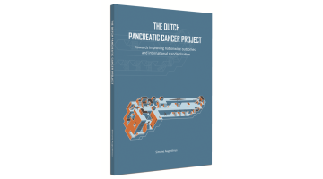 Omslag proefschrift 'The Dutch Pancreatic Cancer Project – towards improving nationwide outcomes and international standardization'